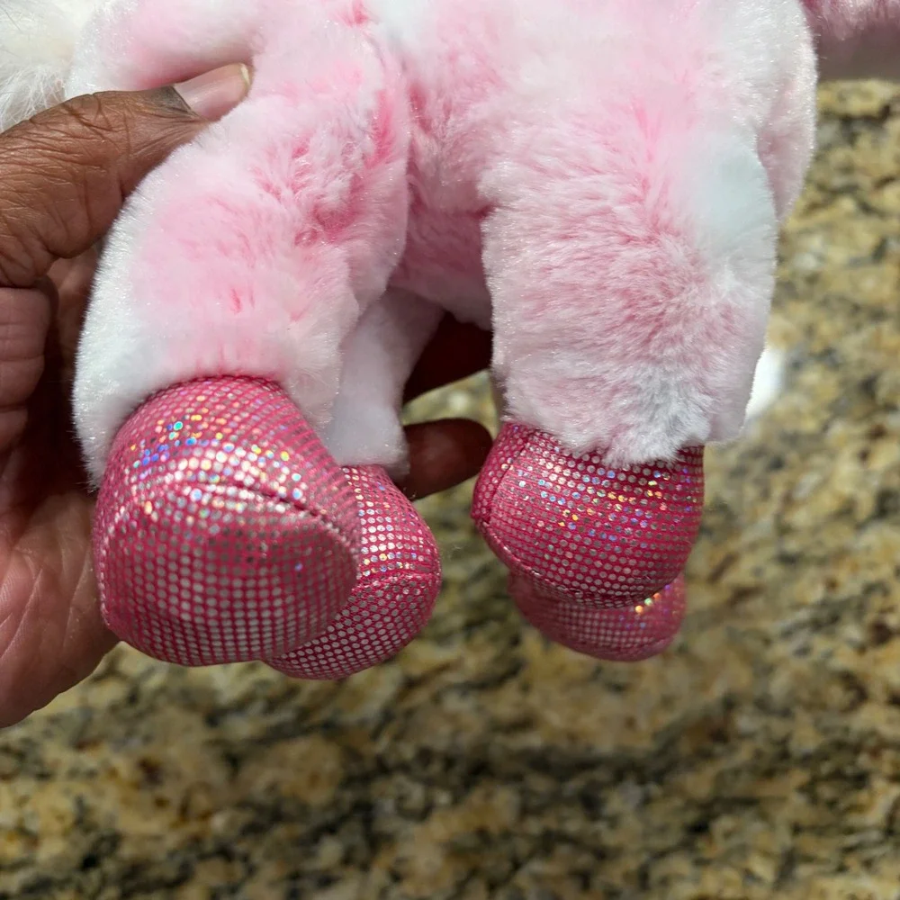 Ganz Webkinz Pink Pony Plush Stuffed Animal HM117 White Mane Tinsel  NO CODE